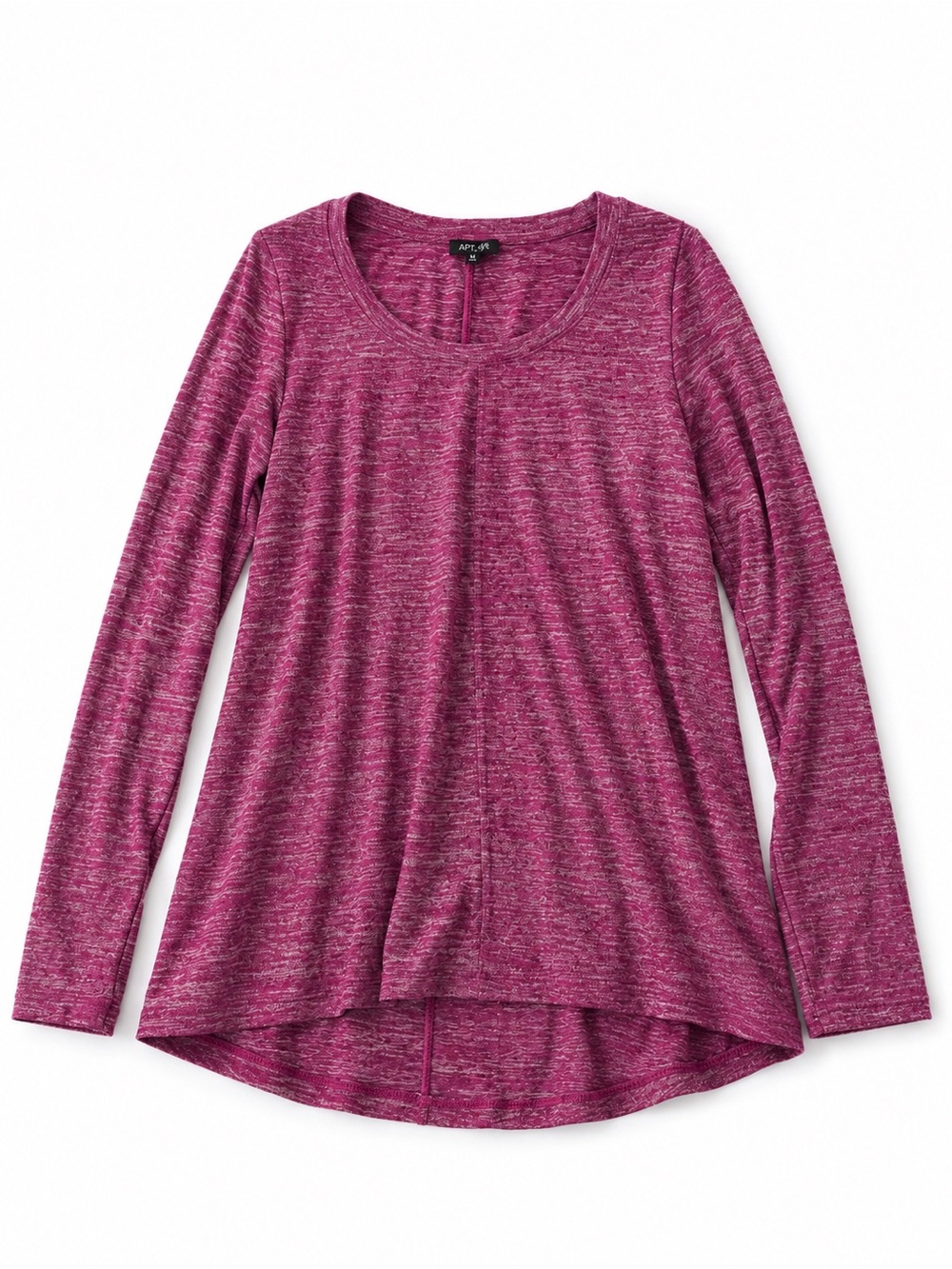Jones New York Heathered Magenta Long-Sleeve Scoop Neck Top